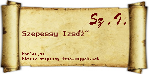 Szepessy Izsó névjegykártya